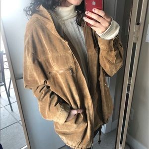 Mens leather exterior suede jacket lined